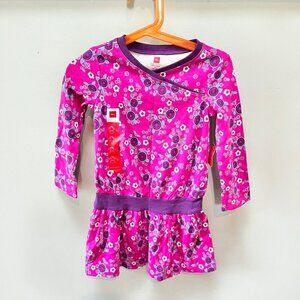 NEW Tea Collection‎ Girls Dress Size 2 Long Sleeve Pink Floral Print 100% Cotton